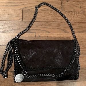Black, metallic purse, chain strap